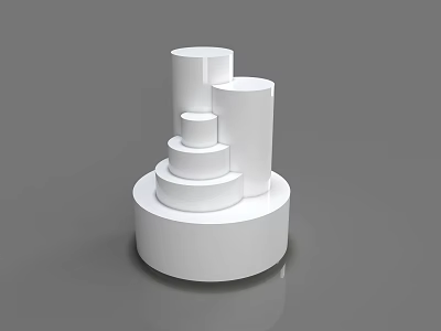 White Multi tiered Cylindrical Display Shelves With Round Base For Retail Showcase 3d model