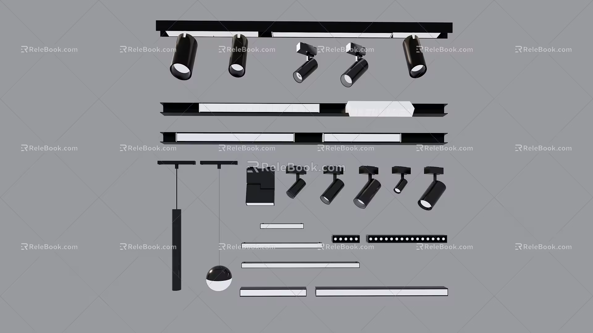 Modern Spotlight Ci Suction Track Spotlight Combination 3d model