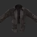 Dark Textured Jacket With Collar And Long Sleeves For Casual Style