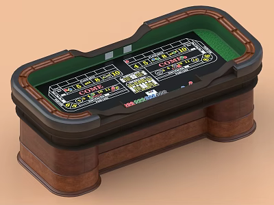 Premium Casino Table With Wooden Frame Green Felt Surface And Detailed Game Layout 3d model