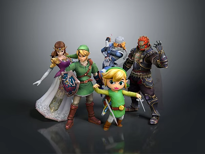 Legendary Zelda Game Characters Featuring Link Princess Zelda And Ganon In Classic Outfits 3d model