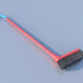 Red Broom And Dustpan Set With Blue Handles For Household Cleaning
