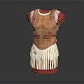 Roman Style Gold Costume Featuring Red Sash White Fringe Hem And Decorative Patterns