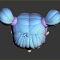 3D Rendered Cute Cartoon Game Character With Blue Pink Pigtails And Heart Shaped Top