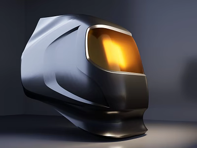 Modern Black Welding Helmet With Yellow Tinted Lens And Sleek Design 3d model