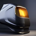 Modern Black Welding Helmet With Yellow Tinted Lens And Sleek Design
