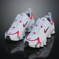 White And Red Nike Running Shoes With Cushioned Sole And Sporty Logo Design