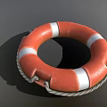 High Visibility Orange Lifebuoy With Bold White Stripes And Braided Rope