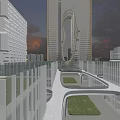 Modern Office Buildings With Golden Glass Walls Oval Cutout And White Multi Storey Structure Design