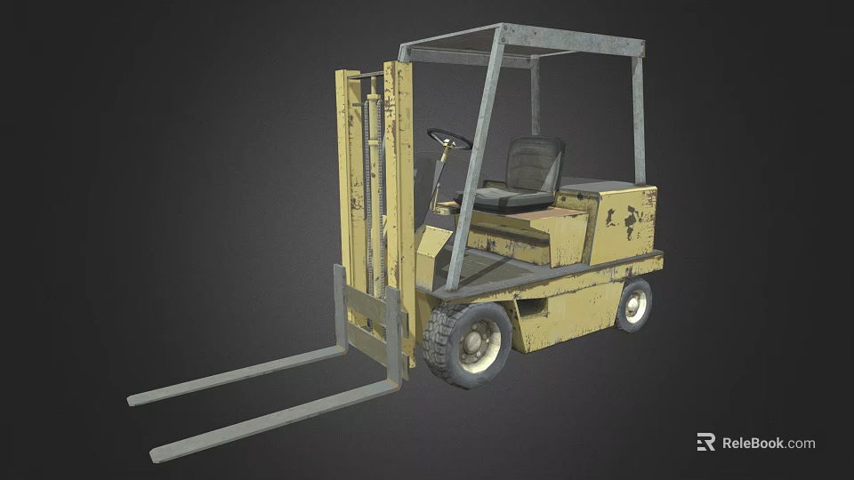 Heavy Duty Yellow Forklift For Shopping Mall Store Industrial Lifting Equipment 3d model 