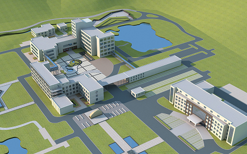 Modern Aerial View Institute Aerial View 3d model