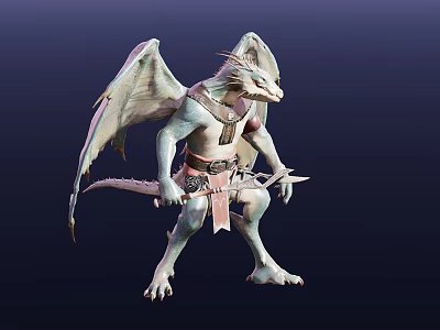Mythical Winged Humanoid Creature Character With Weapon Ornate Accessories 3D Model Design 3d model