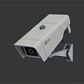 White Projection Surveillance Camera With Dual Lens And Mounting Bracket For Security Use 3d model