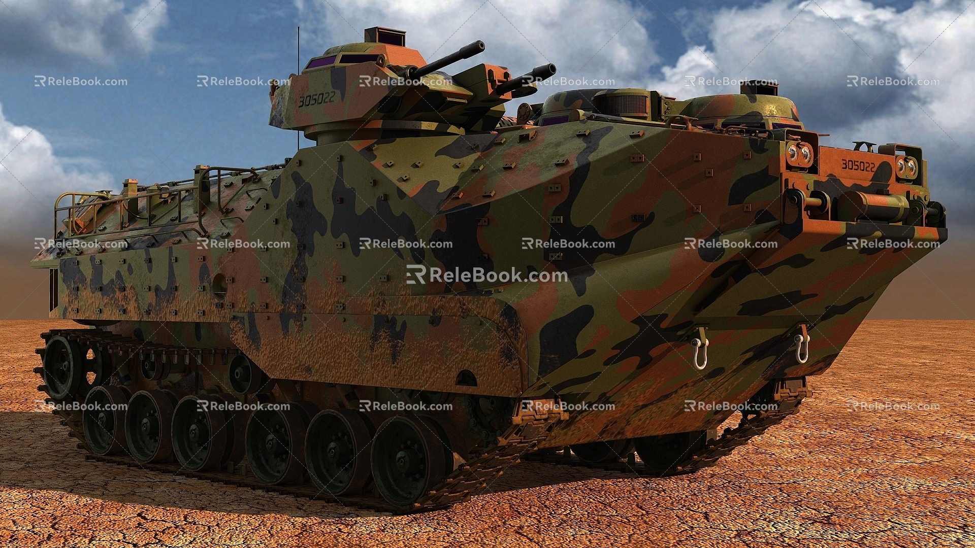 Amphibious assault vehicle AAVP7A1 combat vehicle tank military vehicle amphibious vehicle American combat vehicle armored vehicle 3d model