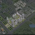 Aerial Planning of Urban District With High Rise Buildings Roads And Green Spaces