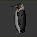 Low Poly Style Penguin Figurine Black White Yellow Standing On Dark Surface 3d model