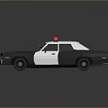 Blue White Police Car 3D Model With Red Blue Emergency Lights And Antenna