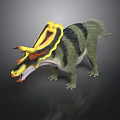 Vibrant Frill Dinosaur Character With Striped Green Body And Detailed Realistic Design