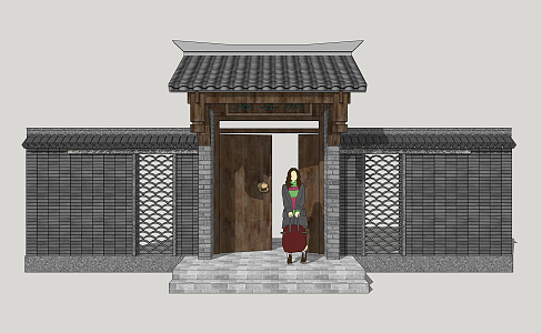 Chinese Gate Courtyard 3d model