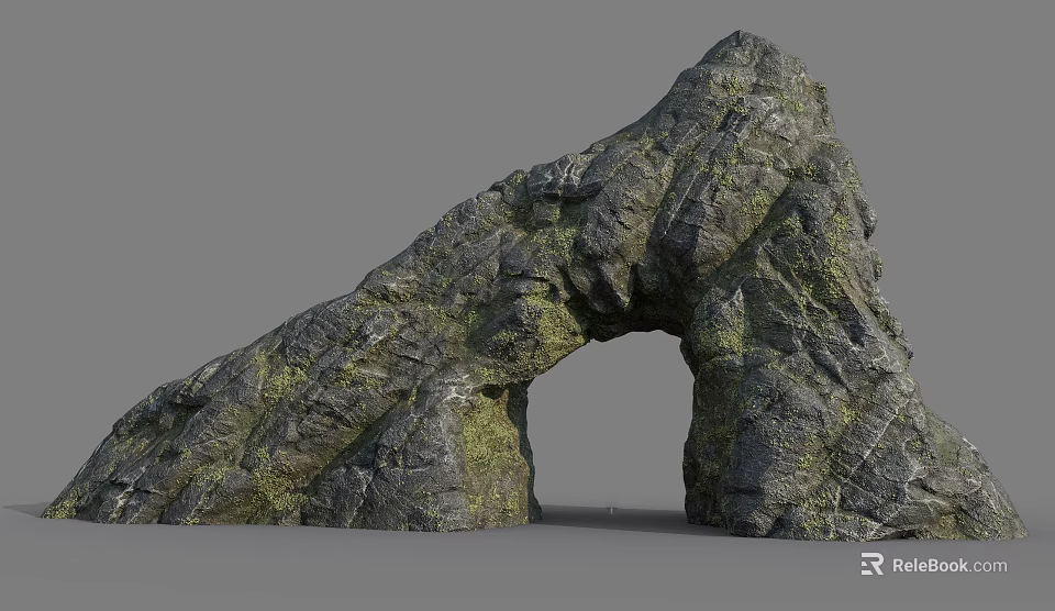 Natural Stone Rock Arch Structure With Mossy Surface And Textured Details 3d model 