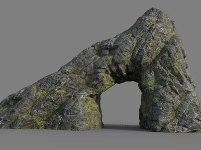 Natural Stone Rock Arch Structure With Mossy Surface And Textured Details 3d model