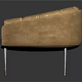 Light Brown Modern Round Armchair With Fabric Upholstery And Slim Metal Legs