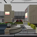 Modern Public Service Hall Interior With Marble Reception Desk Service Counters And Self Service Kiosks