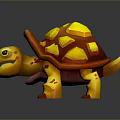 Cute Cartoon Style Turtle With Yellow Orange Shell And Red Spots 3d model