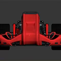 Red Go Kart Design With Black Wheels And Gray Seat Structure