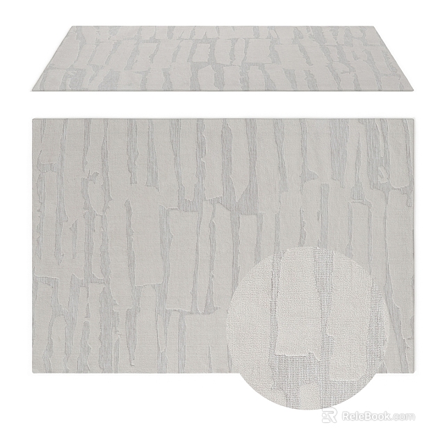 Square Rug With Modern Textured Design In Light Gray For Home Interior Decoration 3d model 