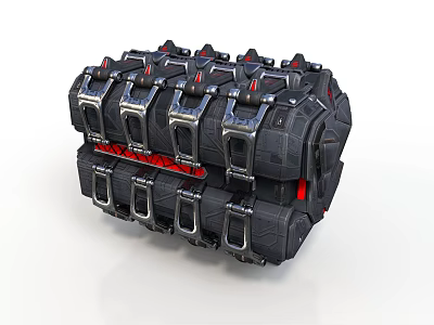 Industrial Mechanical Equipment With Black Metal Components And Red Accents 3d model