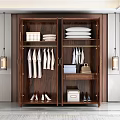 Modern Luxury Solid Wood Glass Door Wardrobe With Large Storage For Clothes And Daily Items