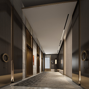 Modern elevator hall 3d model