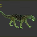 3D Rendered Prehistoric Dinosaur Model With Brown Red Skin Walking Open Mouth On Gray Background