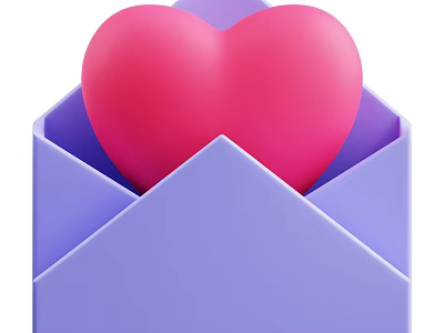 Stylish Decorative Ornament Set With Purple Envelope And Pink Heart Design 3d model