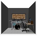 Drum room practice drum room acoustic diffuser drum set multimedia computer 3d model