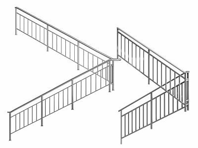 Modular Metal Railings with Vertical Bars for Stairs Balconies Safety Design 3d model