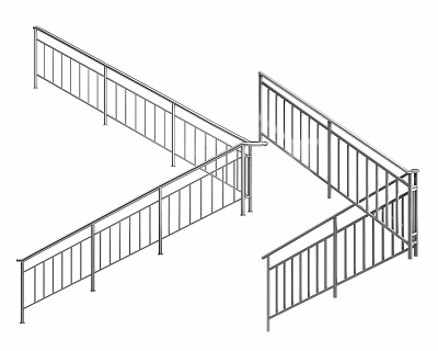 Modular Metal Railings with Vertical Bars for Stairs Balconies Safety Design 3d model