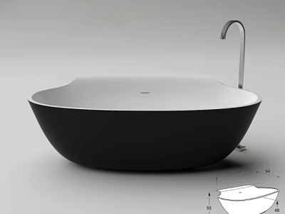 Black Freestanding Bathtub With Sleek Modern Design And Silver Faucet 3d model