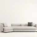 Modern Light Gray Sectional Sofa With Plush Cushions And Decorative Pillows 3d model