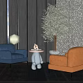 Modern Casual Sofa Combination Single Person Sofa Casual Sofa Reading Sofa Lazy Sofa Chair Coffee Table Side Table Plant Flower Pot 3d model