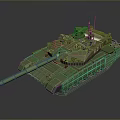 Green Military Tank 3D Model with Modern Turret Cannon and Tracks
