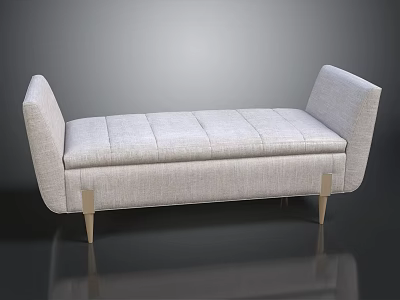 Sleek Modern Ottoman With Light Beige Fabric Padded Seat And Metal Legs 3d model