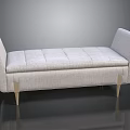 Sleek Modern Ottoman With Light Beige Fabric Padded Seat And Metal Legs