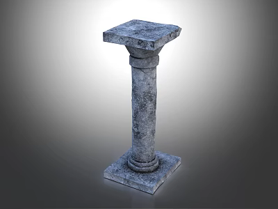 Classical Stone Column With Textured Surface Isolated On Simple Gray Background 3d model
