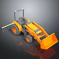 Orange Toy Bulldozer with Front Loader Black Wheels and Mini Construction Vehicle Model