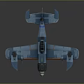 Detailed Vintage Blue Airplane Model With Propeller Wings Cockpit And Dark Background
