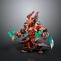 Mythical Warrior Character With Ornate Armor Horned Headdress And Decorative Weapons