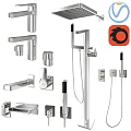 Modern Chrome Faucet Collection With Shower System And Bathroom Fixtures