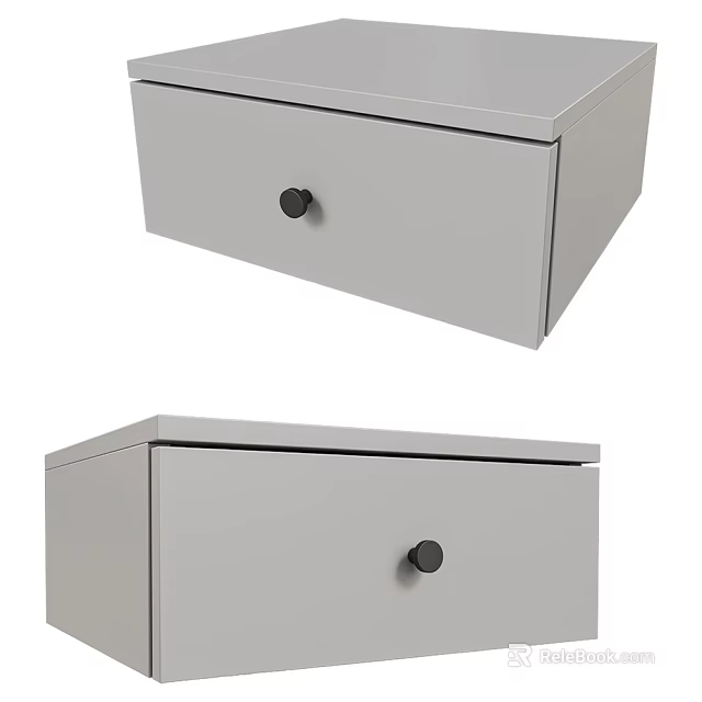Modern Gray Entryway Side Cabinet With Drawer And Black Knobs Storage Design 3d model 